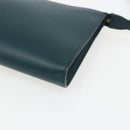 Salvatore Ferragamo Gancini Accessory Pouch Leather Green Silver Auth 158715-9