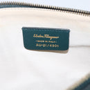 Salvatore Ferragamo Gancini Accessory Pouch Leather Green Silver Auth 158715-12