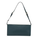Salvatore Ferragamo Gancini Accessory Pouch Leather Green Silver Auth 158715-13
