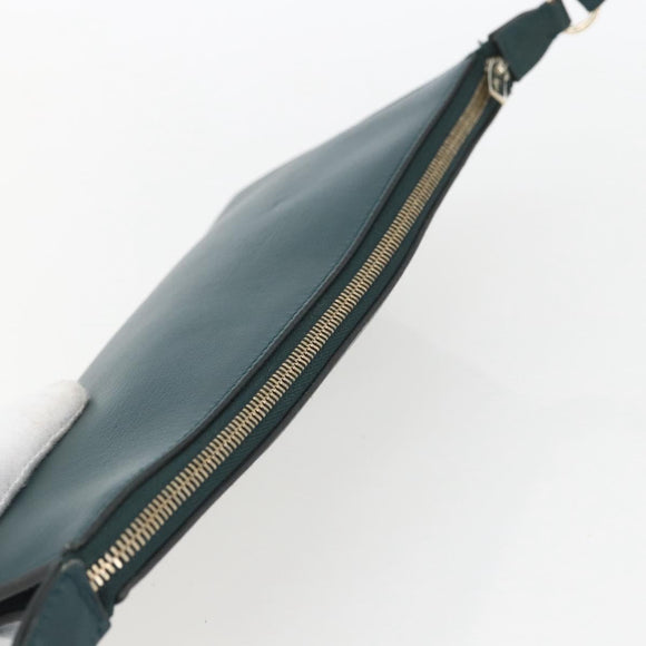 Salvatore Ferragamo Gancini Accessory Pouch Leather Green Silver Auth 158715