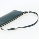 Salvatore Ferragamo Gancini Accessory Pouch Leather Green Silver Auth 158715-7