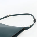 Salvatore Ferragamo Gancini Accessory Pouch Leather Green Silver Auth 158715-8