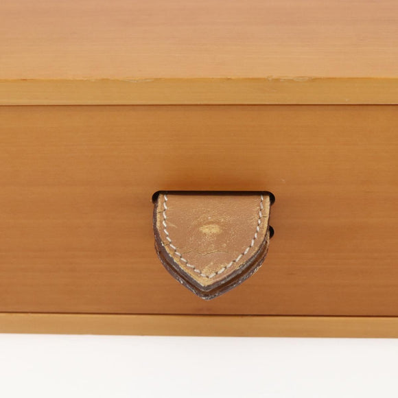 HERMES Large Desk Box Wood Beige Auth 158716M