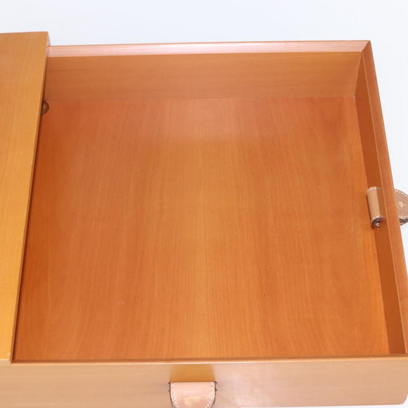 HERMES Large Desk Box Wood Beige Auth 158716M
