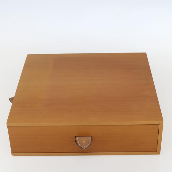 HERMES Large Desk Box Wood Beige Auth 158716M