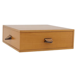HERMES Desk Box Medium Wood Beige Auth 158717M
