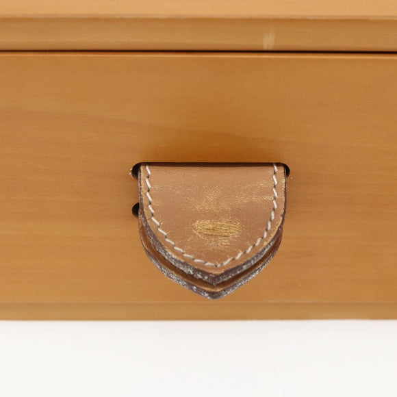 HERMES Desk Box Medium Wood Beige Auth 158717M
