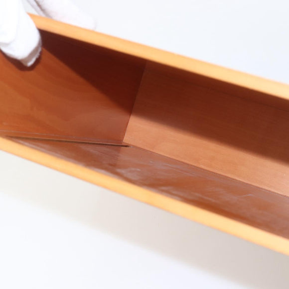 HERMES Desk Box Medium Wood Beige Auth 158717M