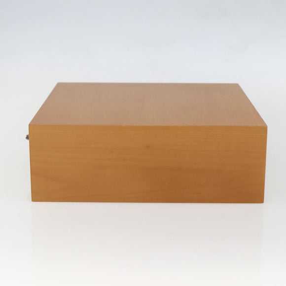 HERMES Desk Box Medium Wood Beige Auth 158717M