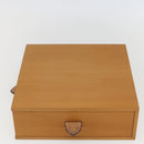 HERMES Desk Box Medium Wood Beige Auth 158717M-6