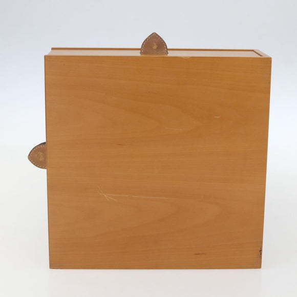 HERMES Desk Box Medium Wood Beige Auth 158717M