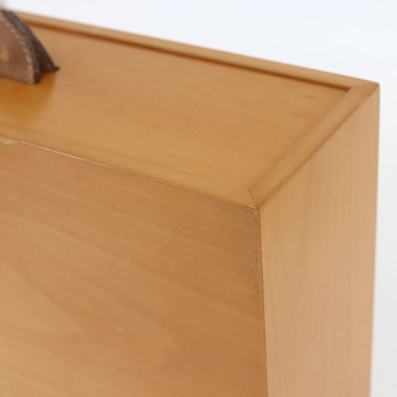 HERMES Desk Box Medium Wood Beige Auth 158717M