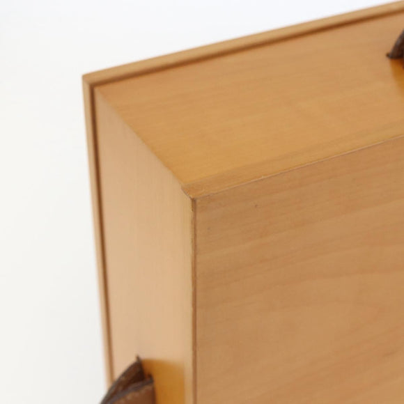 HERMES Desk Box Medium Wood Beige Auth 158717M