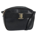 Salvatore Ferragamo Shoulder Bag Leather Black Gold Auth 158721-1