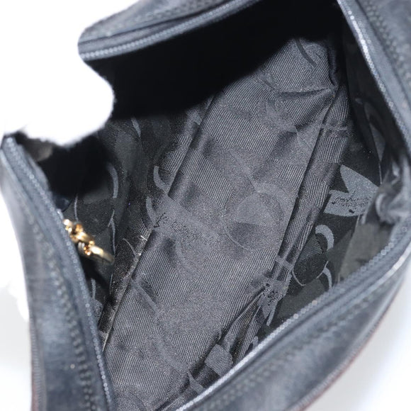 Salvatore Ferragamo Shoulder Bag Leather Black Gold Auth 158721