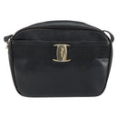Salvatore Ferragamo Shoulder Bag Leather Black Gold Auth 158721-13