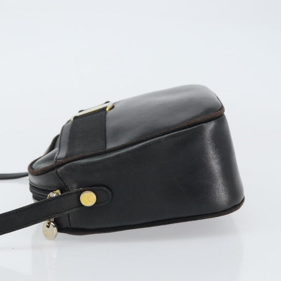 Salvatore Ferragamo Shoulder Bag Leather Black Gold Auth 158721