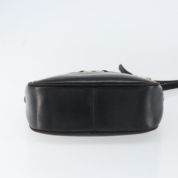 Salvatore Ferragamo Shoulder Bag Leather Black Gold Auth 158721