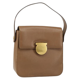 Salvatore Ferragamo Hand Bag Leather Brown Gold Auth 158722