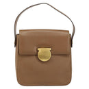 Salvatore Ferragamo Hand Bag Leather Brown Gold Auth 158722-2