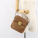 Salvatore Ferragamo Hand Bag Leather Brown Gold Auth 158722-23