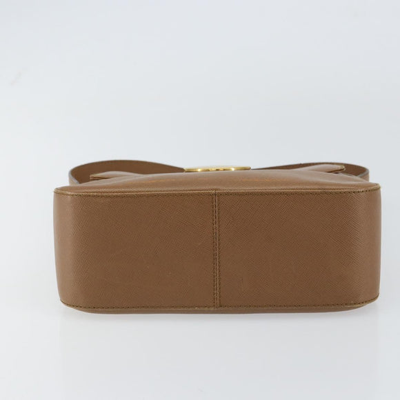 Salvatore Ferragamo Hand Bag Leather Brown Gold Auth 158722