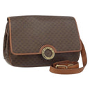 CELINE Macadam Canvas Shoulder Bag PVC Leather Brown Gold Auth 158723-1