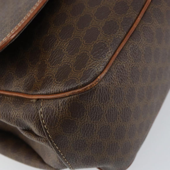 CELINE Macadam Canvas Shoulder Bag PVC Leather Brown Gold Auth 158723