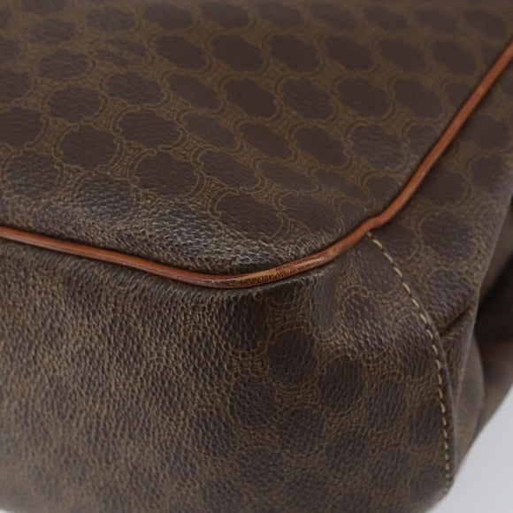 CELINE Macadam Canvas Shoulder Bag PVC Leather Brown Gold Auth 158723