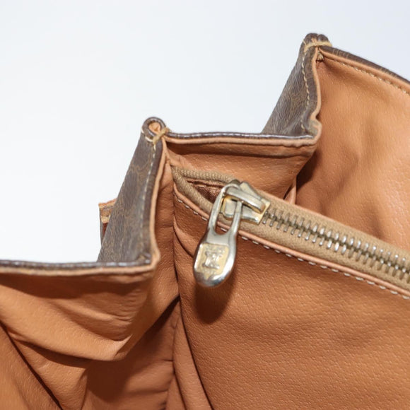 CELINE Macadam Canvas Shoulder Bag PVC Leather Brown Gold Auth 158723