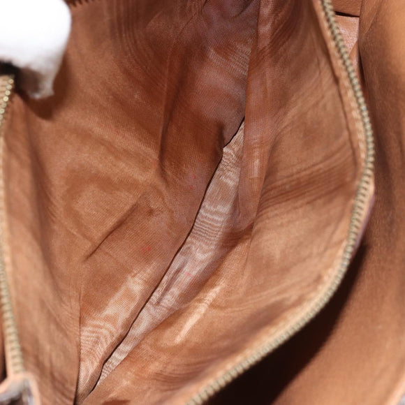 CELINE Macadam Canvas Shoulder Bag PVC Leather Brown Gold Auth 158723