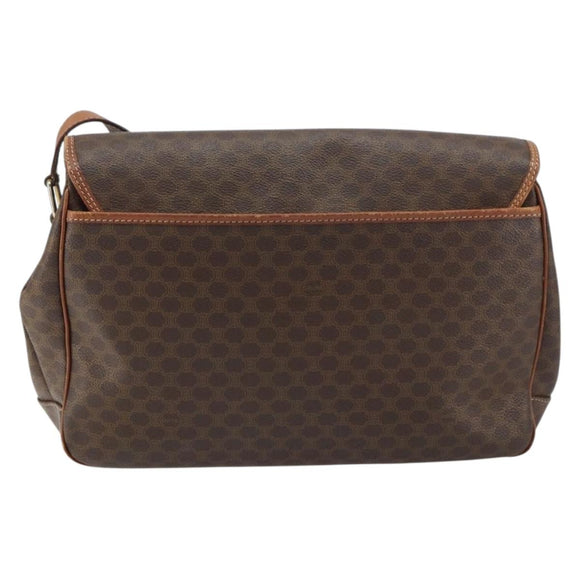 CELINE Macadam Canvas Shoulder Bag PVC Leather Brown Gold Auth 158723