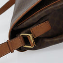CELINE Macadam Canvas Shoulder Bag PVC Leather Brown Gold Auth 158723-5