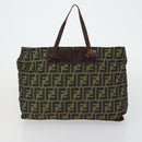 FENDI Zucca Canvas Zucchino Canvas Bag 2 Set Brown Black Orange Auth 158724-10