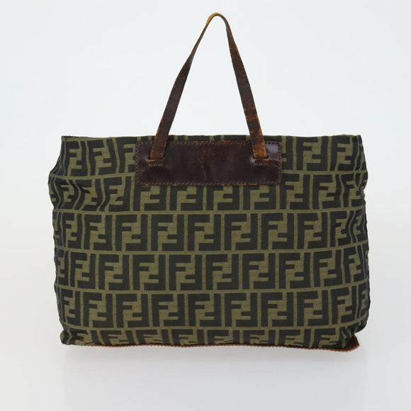 FENDI Zucca Canvas Zucchino Canvas Bag 2 Set Brown Black Orange Auth 158724