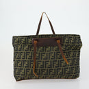 FENDI Zucca Canvas Zucchino Canvas Bag 2 Set Brown Black Orange Auth 158724-11