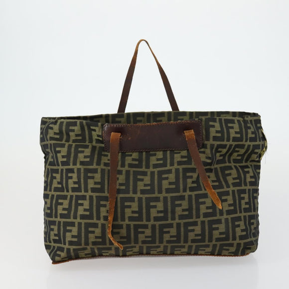 FENDI Zucca Canvas Zucchino Canvas Bag 2 Set Brown Black Orange Auth 158724