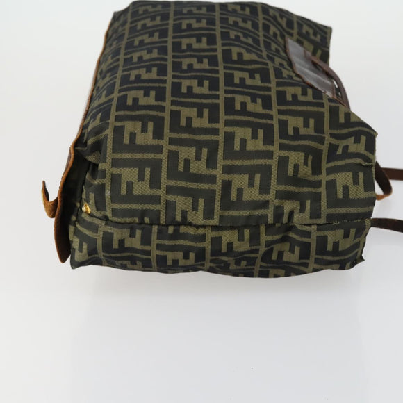 FENDI Zucca Canvas Zucchino Canvas Bag 2 Set Brown Black Orange Auth 158724