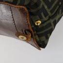 FENDI Zucca Canvas Zucchino Canvas Bag 2 Set Brown Black Orange Auth 158724-16