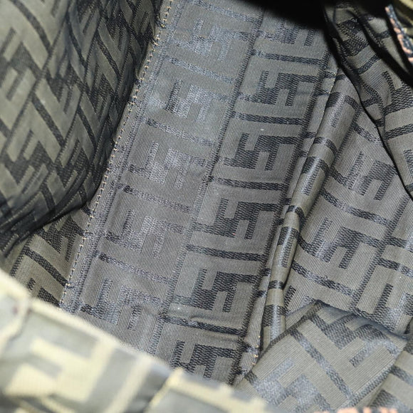 FENDI Zucca Canvas Zucchino Canvas Bag 2 Set Brown Black Orange Auth 158724