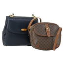 CELINE Gucci Bamboo Macadam Canvas Bag Leather PVC 2 Set Brown Black Auth 158726-1