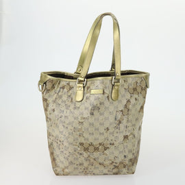 GUCCI GG Crystal Bag Coated Canvas Nylon 2 Set Beige Black Auth 158727 - 0