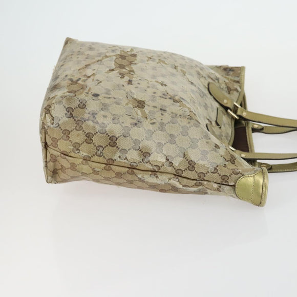 GUCCI GG Crystal Bag Coated Canvas Nylon 2 Set Beige Black Auth 158727