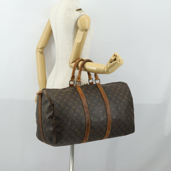 LOUIS VUITTON Monogram Keepall Bandouliere 50 Boston Bag M41416 LV Auth 158742