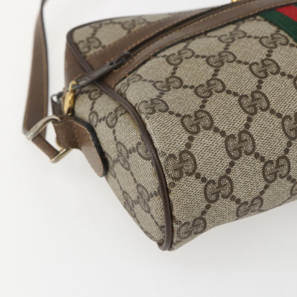 GUCCI GG Supreme Web Sherry Line Bag PVC Beige Gold 904 02 004 Auth 158796