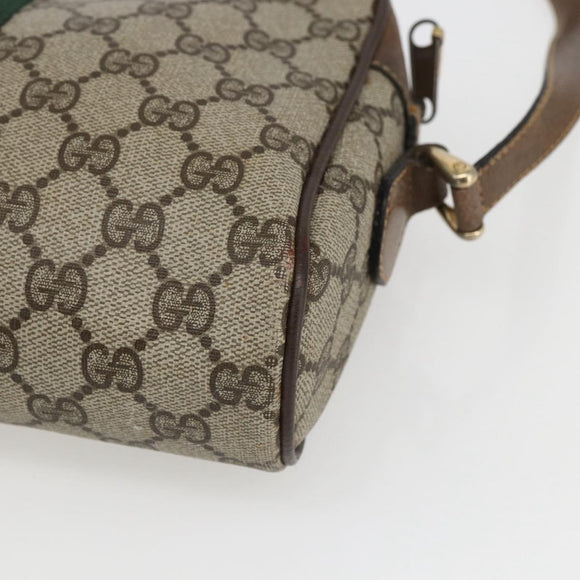 GUCCI GG Supreme Web Sherry Line Bag PVC Beige Gold 904 02 004 Auth 158796