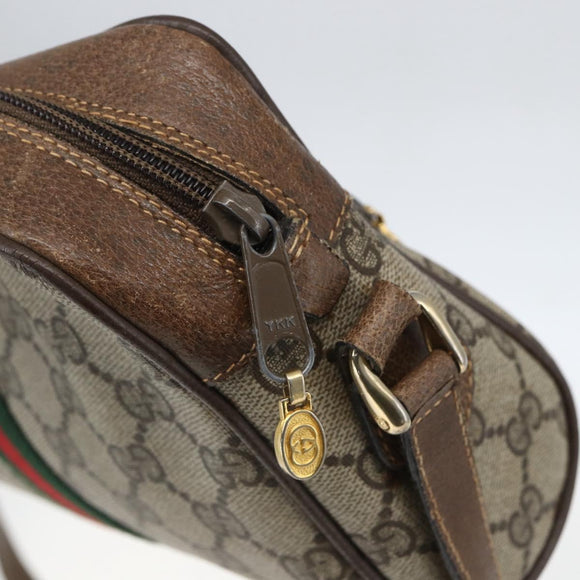 GUCCI GG Supreme Web Sherry Line Bag PVC Beige Gold 904 02 004 Auth 158796