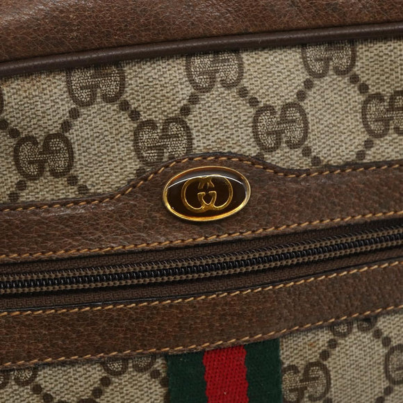 GUCCI GG Supreme Web Sherry Line Bag PVC Beige Gold 904 02 004 Auth 158796