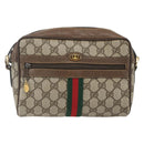 GUCCI GG Supreme Web Sherry Line Bag PVC Beige Gold 904 02 004 Auth 158796-13