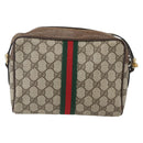 GUCCI GG Supreme Web Sherry Line Bag PVC Beige Gold 904 02 004 Auth 158796-2